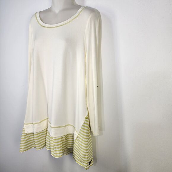 Matilda Jane Tunic Top Medium Ventriloquist Ruffled Striped Hem Flowy Scoop Neck - Picture 5 of 16